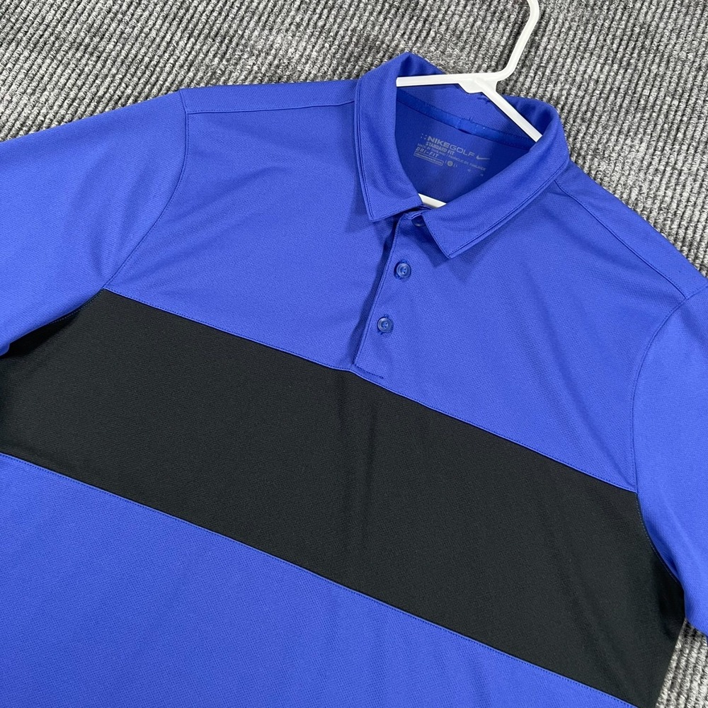 Nike Golf Polo Shirt Mens Large Blue Short Sleeve Standard Dri Fit Outdoor
